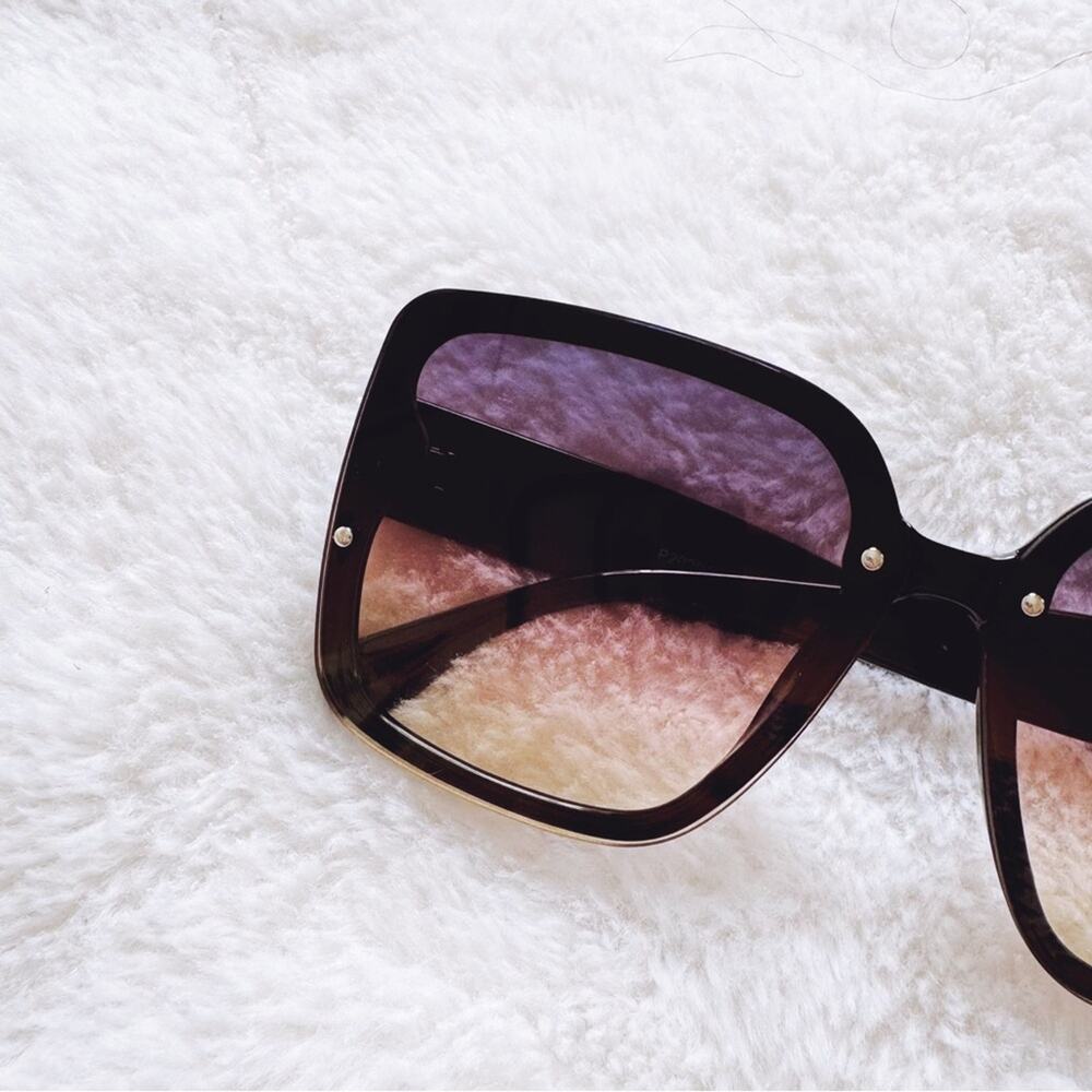 Abby Black & Pink Square Frame Sunglasses - Picture 2 of 10
